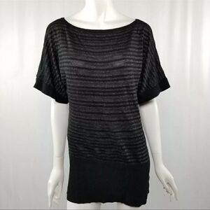 WHBM White House Black Market Size XS Black Shimmer Striped Dolman Style Blouse